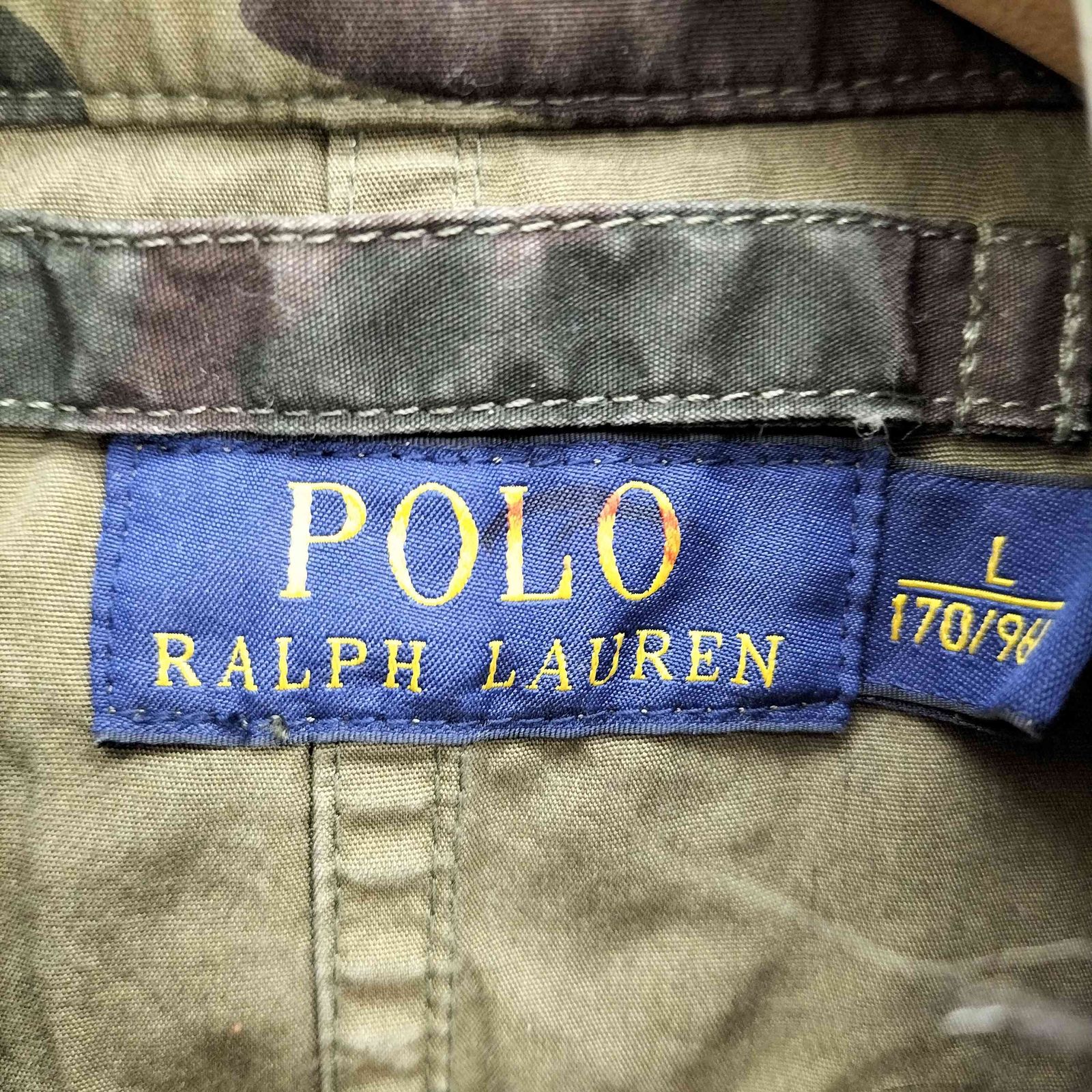 POLO RALPH LAUREN(ポロラルフローレン) 15AW 迷彩柄 ウッドランドカモ 袖口アジャスター  デタッチャブル ファーフード 比翼ジップ モッズコート メンズ import：L 【中古】【ブランド古着バズストア】 ポロラルフローレン POLO RALPH LAUREN 15AW 迷彩柄 ウッドランドカモ