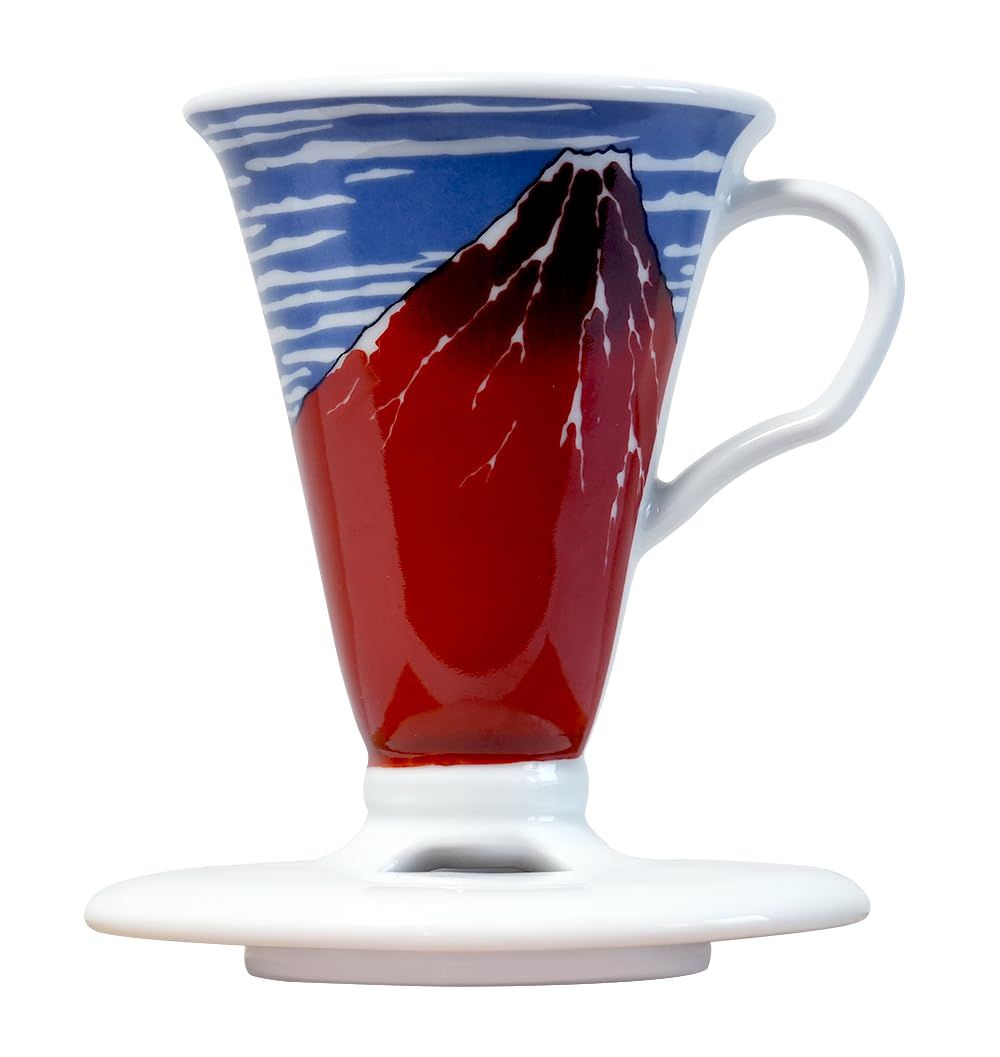 コニカル30 シングル コーヒードリッパー 透過ドリッパー Tarachine たらちね 1杯用 計量スプーン 紙フィルター付 赤富士 有田焼