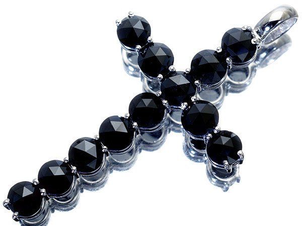 ジュエリー クロスデザイン 上天然ブラックダイヤモンド7.50 ct 超 K 18 WGペンダントヘッド h 8099 rl