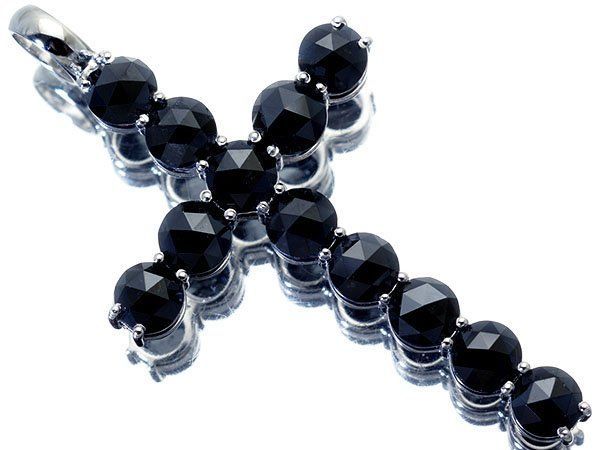 ジュエリー クロスデザイン 上天然ブラックダイヤモンド7.50 ct 超 K 18 WGペンダントヘッド h 8099 rl