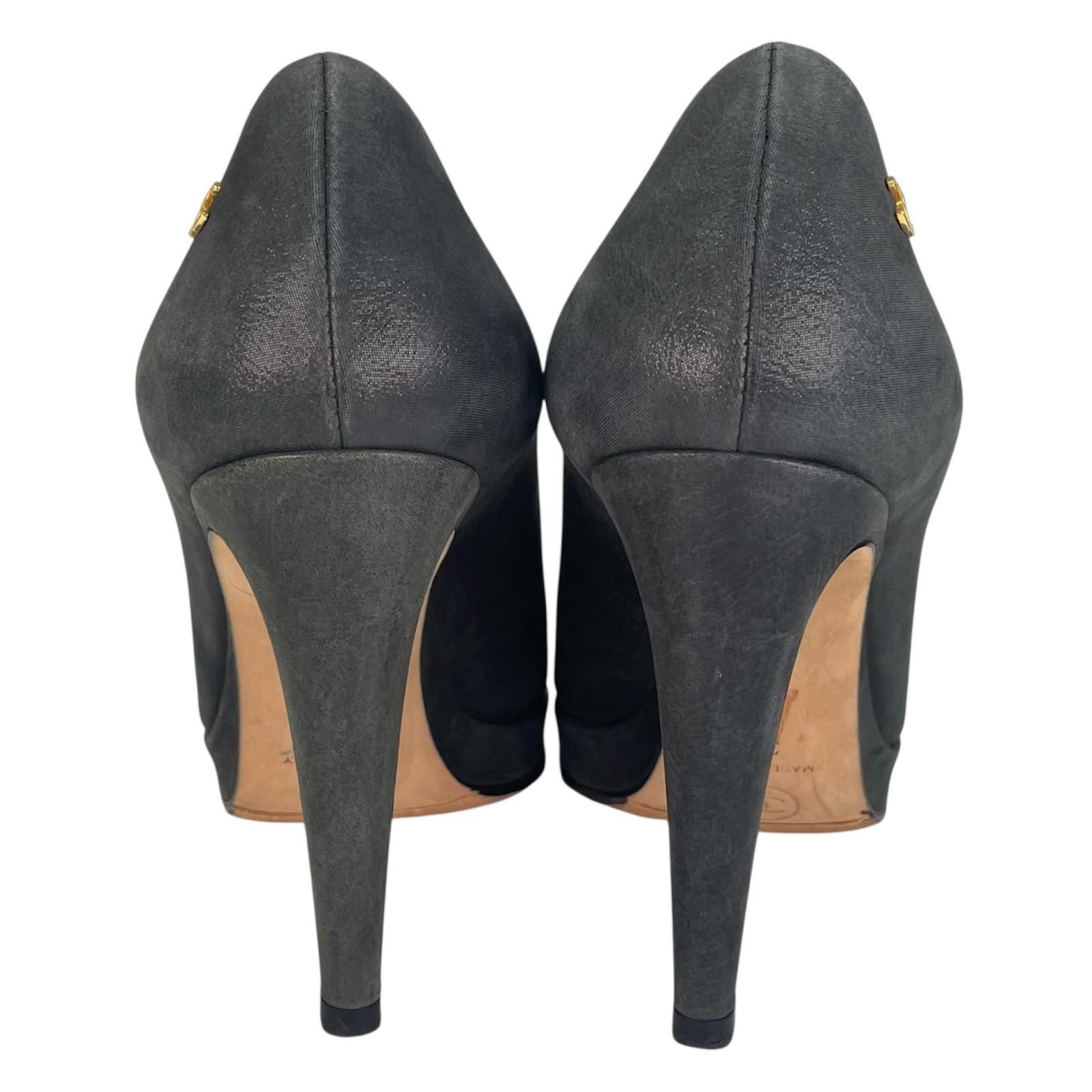 美品△CHANEL シャネル G30389 ココマーク ラウンドトゥ レザー