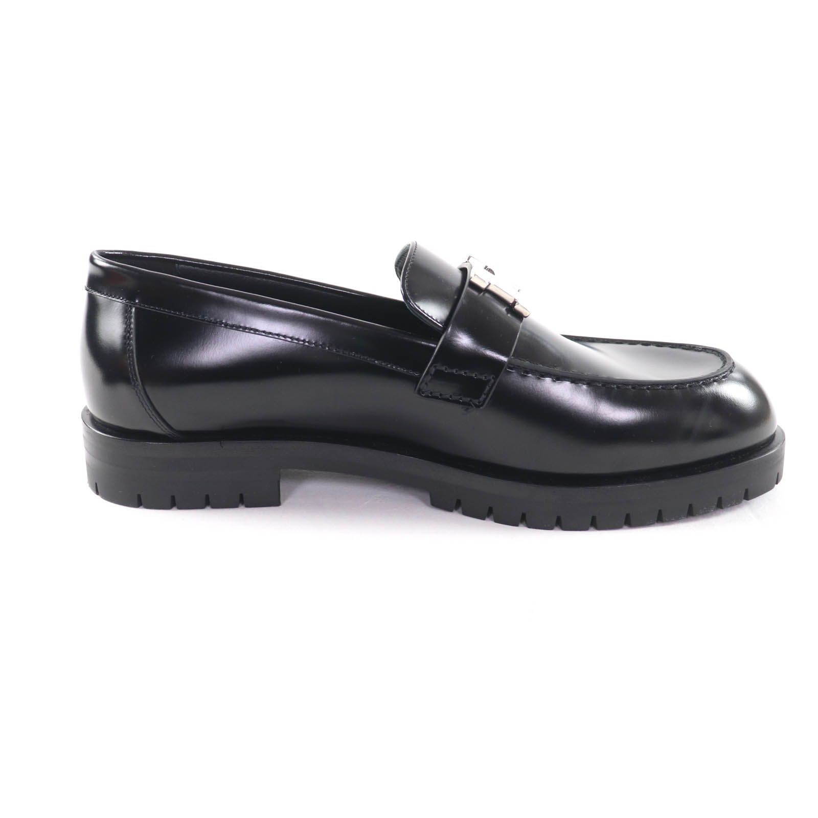 稀少品エルメス ブラック ローファー 37 HERMES エルメス ローファー ヒール 37 黒 エルメス ローファー