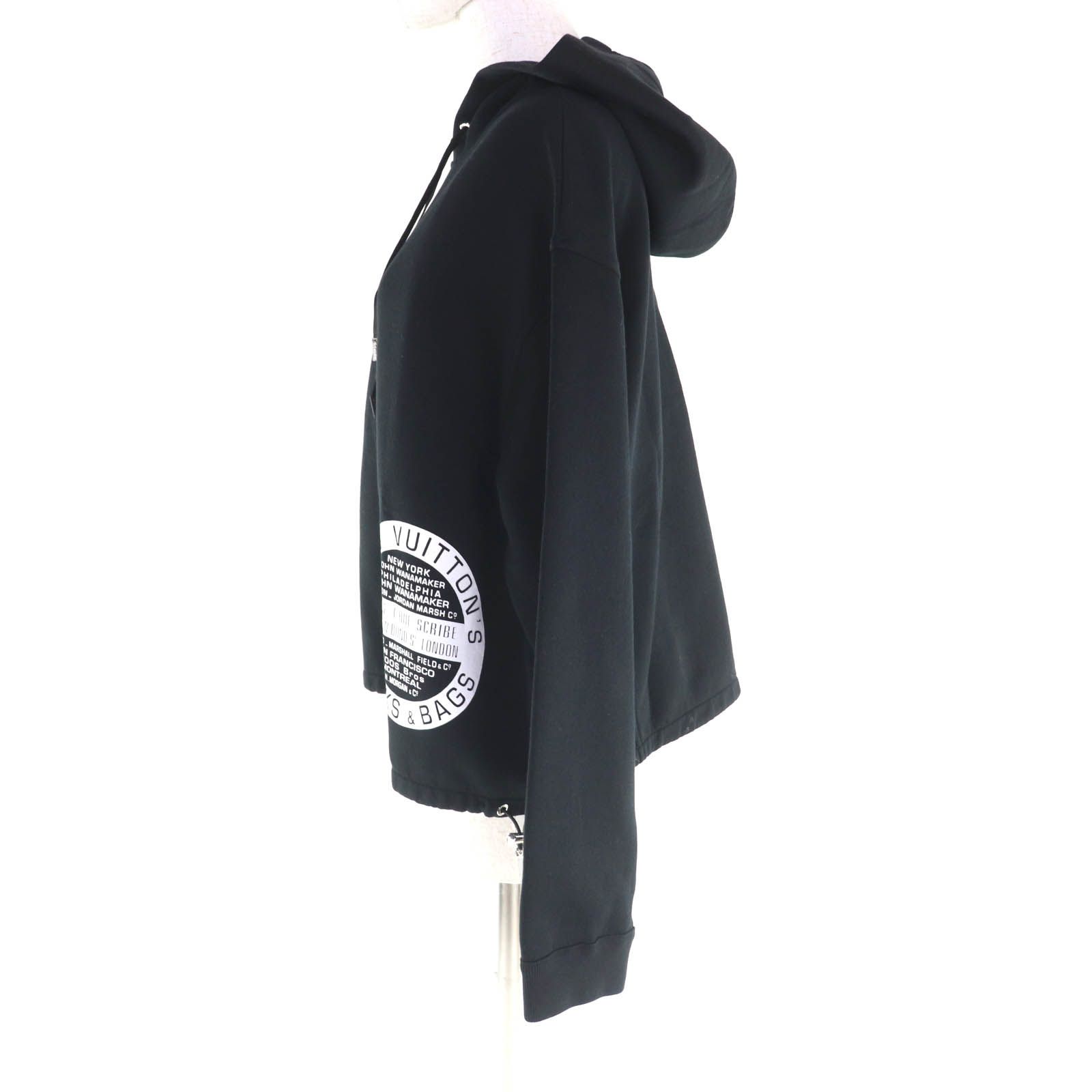 LOUIS VUITTON ルイヴィトン ロゴデザイン モノグラム トランクス-バッグ パーカー トップス ブラック XL イタリア製 レディース