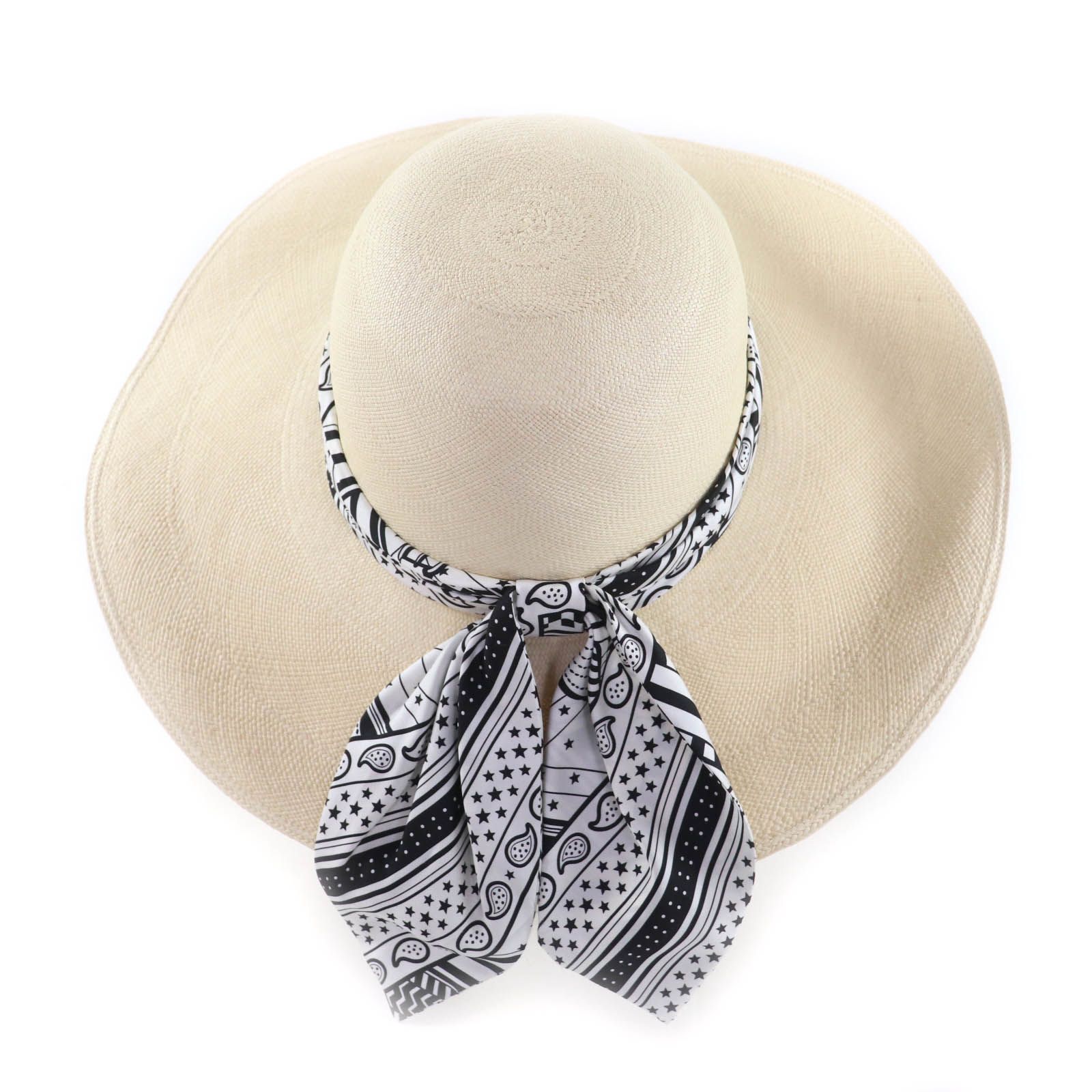 HERMES エルメス イングリッド ジグザグ パイユ ベージュ リボン付