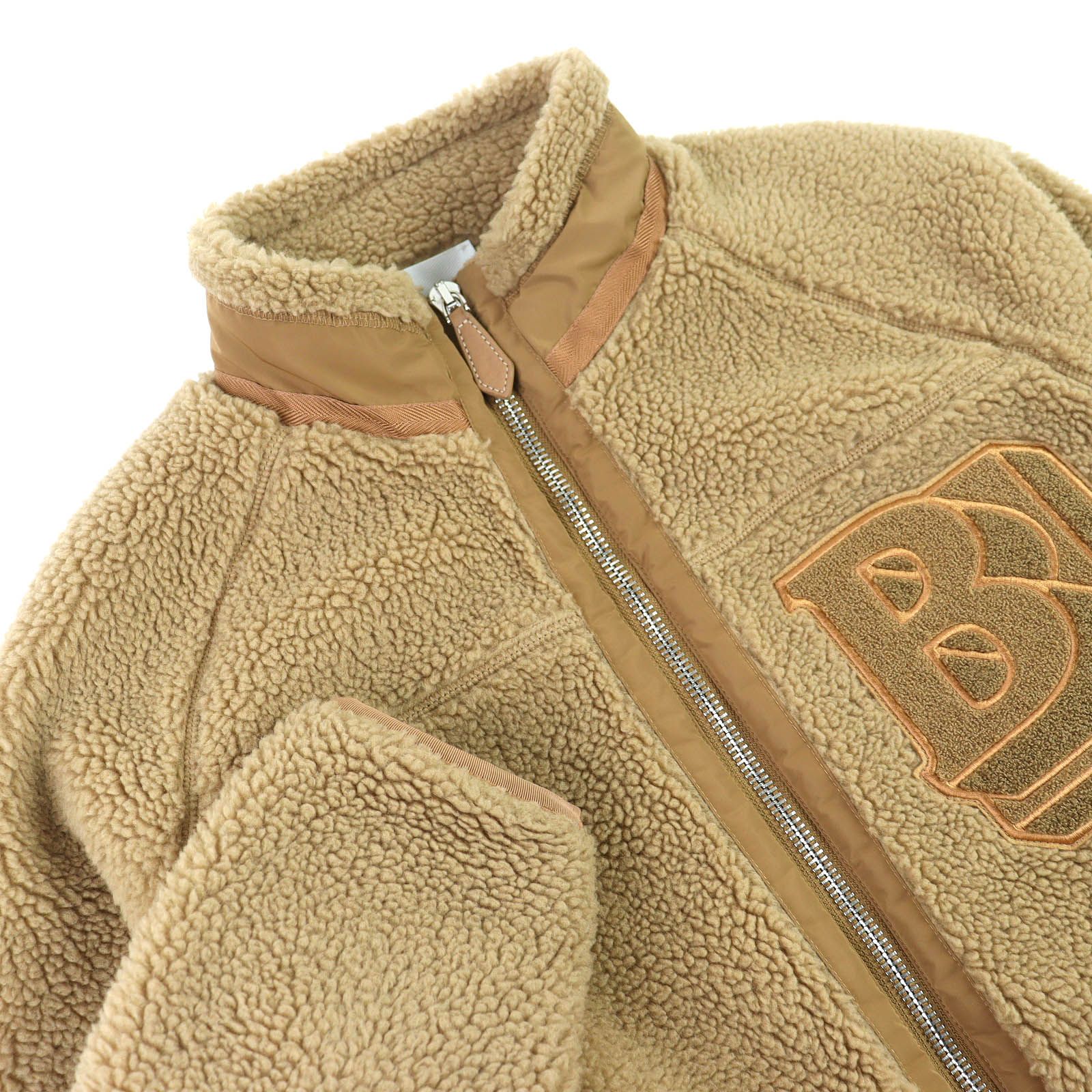 極美品△BURBERRY バーバリー 8045555 ロゴエンブレム ボアフリース