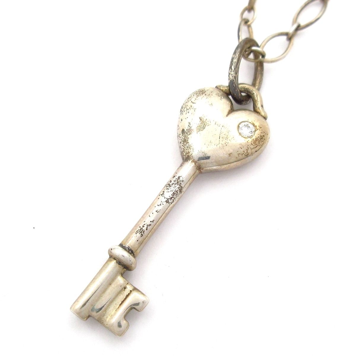 ティファニー　TIFFANY&Co. ハート　キー　ダイヤ　１P TIFFANY&Co. ティファニー ハートキー 1P ダイヤ ネックレス シルバー