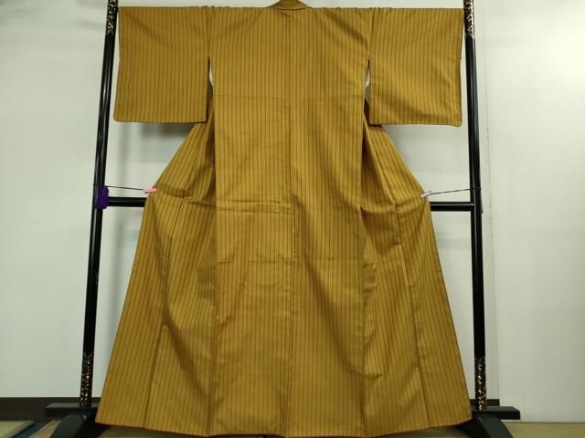 上 山下八百子 本場黄八丈 市松綾織 紬 間道 kh 6