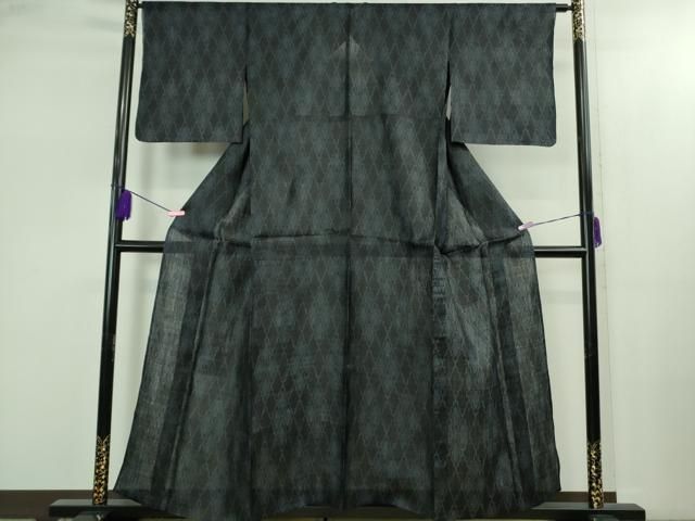 上 夏物 重要無形文化財 本場宮古上布 苧麻 菱文 濃藍色地 kh 6