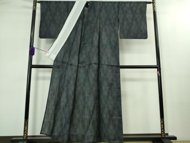 平和屋本店＊極上 夏物 重要無形文化財 本場宮古上布 苧麻 菱文 濃藍色