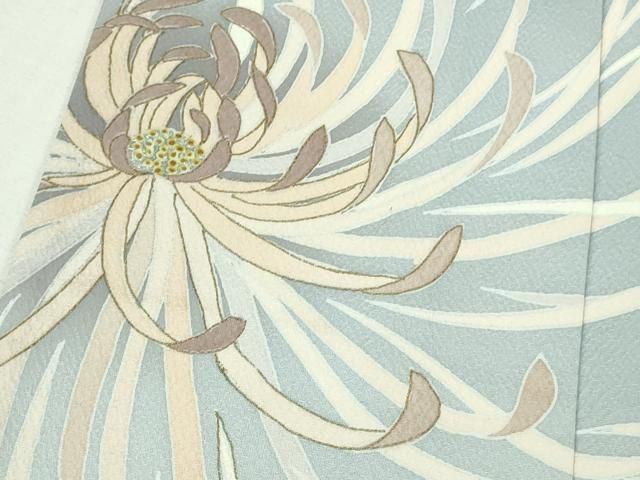  上 洗える最 着物 英 はなぶさ謹製 訪問着 単衣 乱菊 淡藤色地 暈し染め 銀彩 kh 6 訪問着 付け下げ 着物