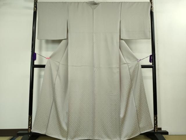 上 創業280年 誉田屋源兵衛 お召 花菱 牡丹鼠色 反端付き kh 6