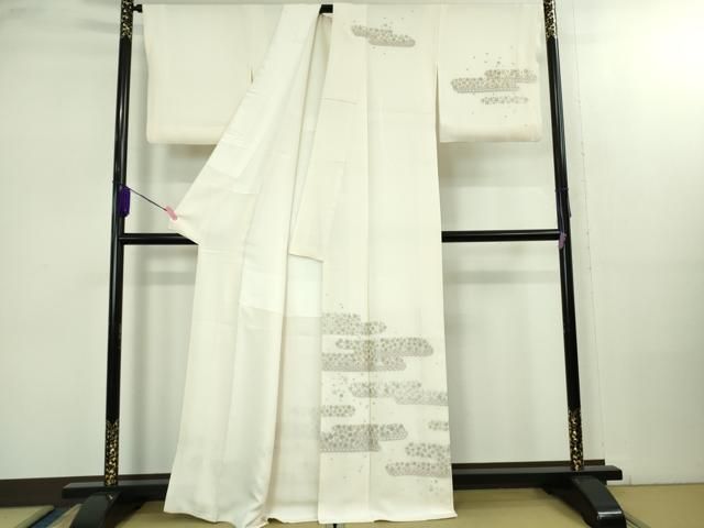 上 訪問着 総刺繍 霞花文 象牙色地 金糸 kh 6