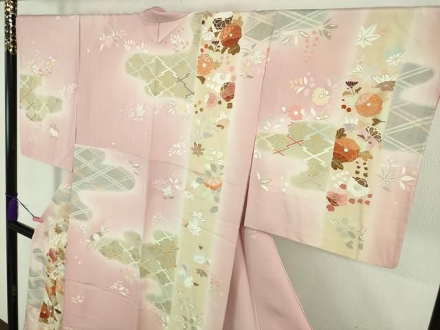  上 創業460年 千總 訪問着 駒刺繍 辻が花 虹色地 暈し染め 金彩 三越扱い kh 6 訪問着 付け下げ 着物