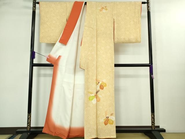 上 銀座 志ま亀 訪問着 桐花文 鬼しぼ縮緬 たとう紙付き kh 6