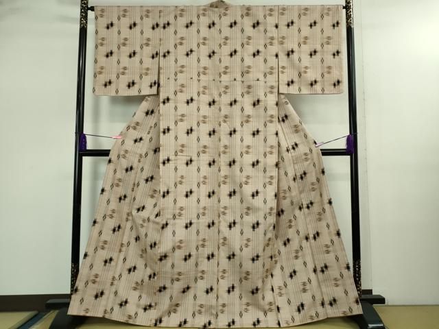 上 国指定重要無形文化財 本場久米島紬 手織 灰梅色地 kh 6