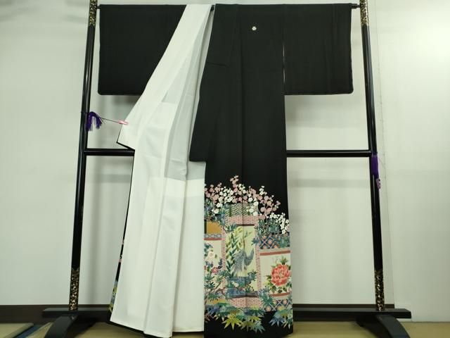 上 本加賀友禅作家 宮本則子 黒留袖 掛軸 証紙付き kh 6