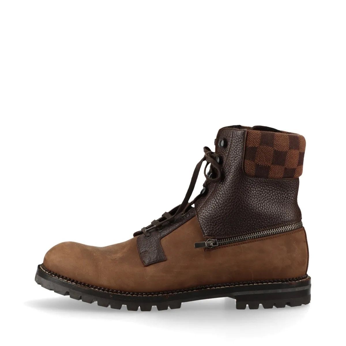 ルイヴィトン ダミエ レザー ブーツ 9 1 2 28 cm BM 0411 レースアップ 靴 シューズ 紳士 ブラウン 茶色 メンズ MMM DB 52-7