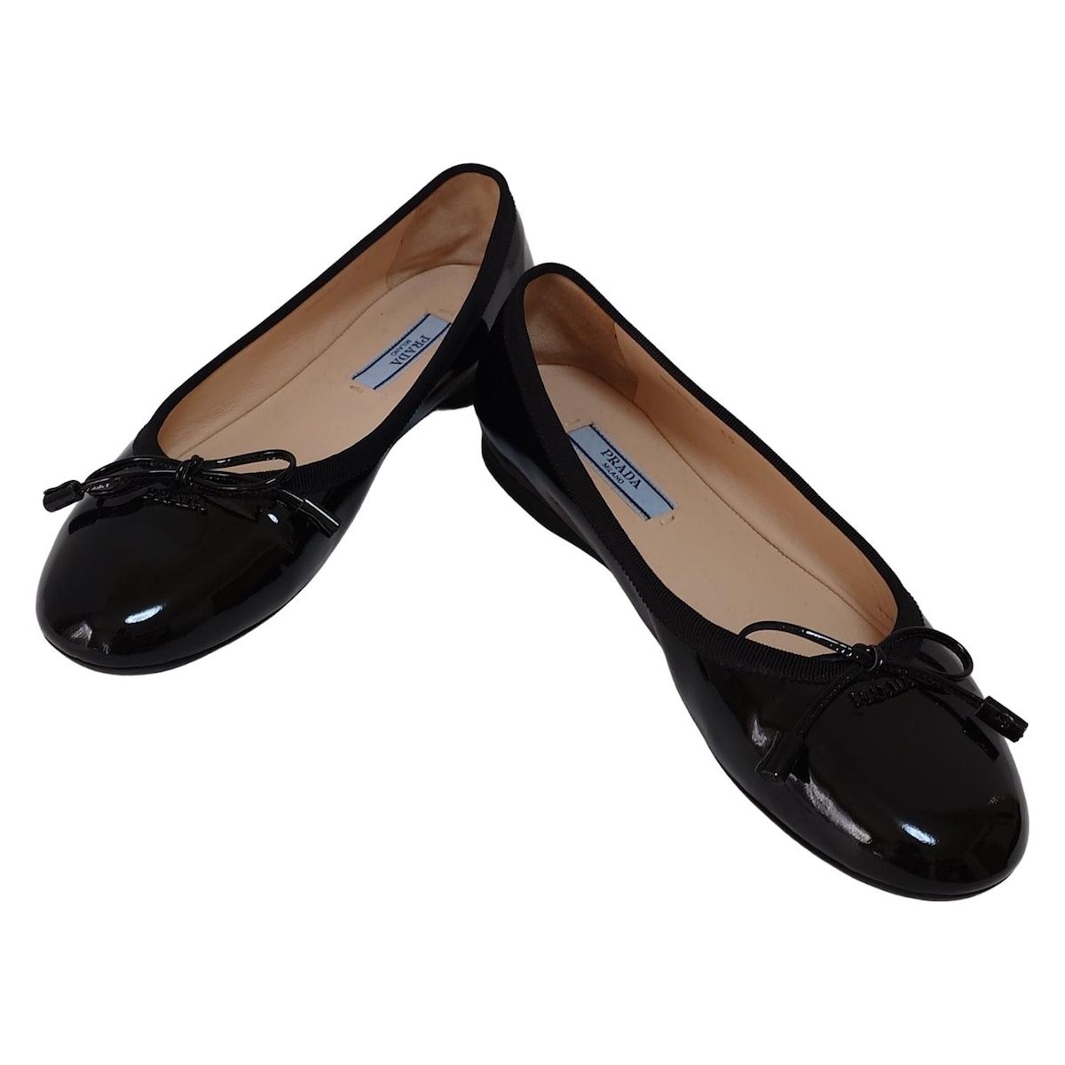 PRADA プラダ フラットシューズ 35 レディース - 黒 リボン レザー