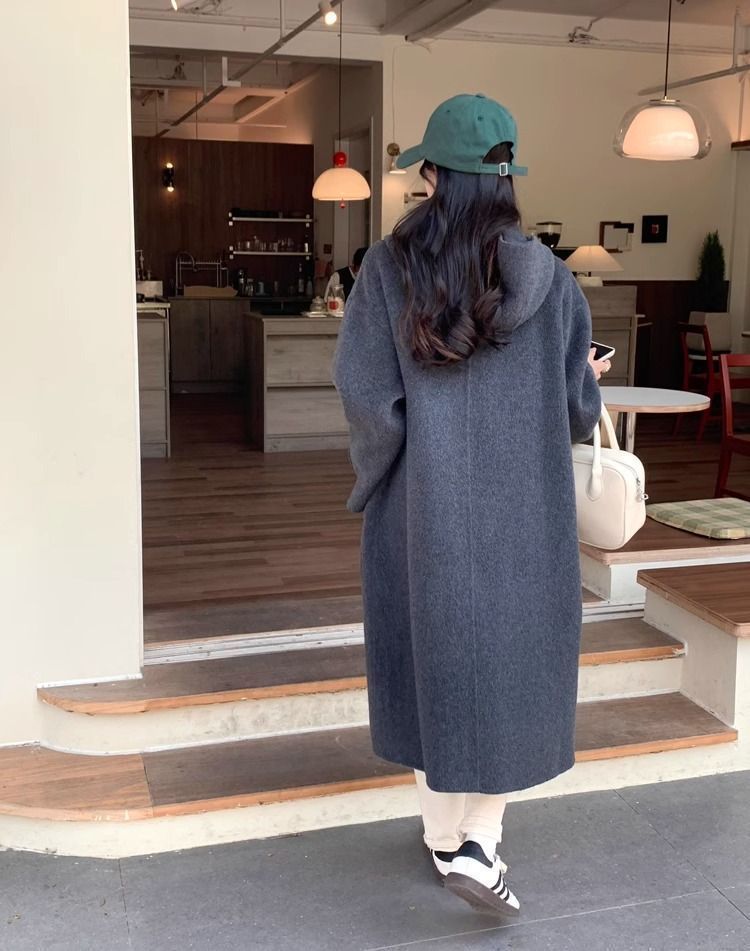  ダッフルコート レディース ロングコート ウールコート フード付き アウター コート ロング丈 厚手 防寒 暖かい ポケット付き ゆったり おしゃれ きれいめ お洒落 上品 シンプル カジュアル 無地 通勤 OL 秋 冬 nuanta 08 DZ 30 ダッフルコート ジャケット アウター