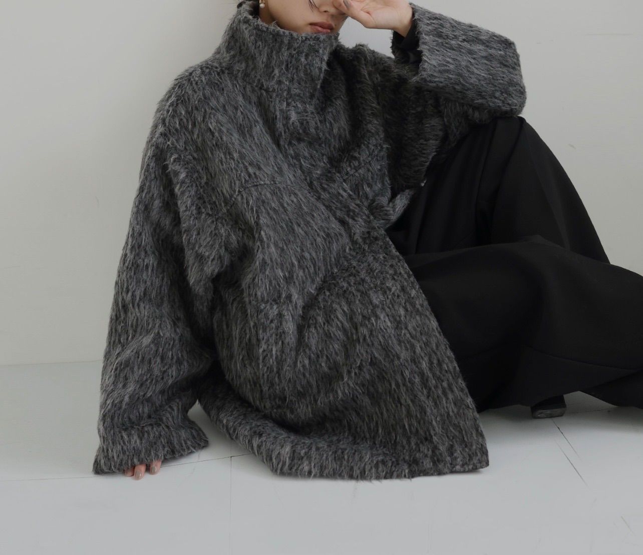 シャギースタンド コート チャコール hellam ヘラム アウター レディース