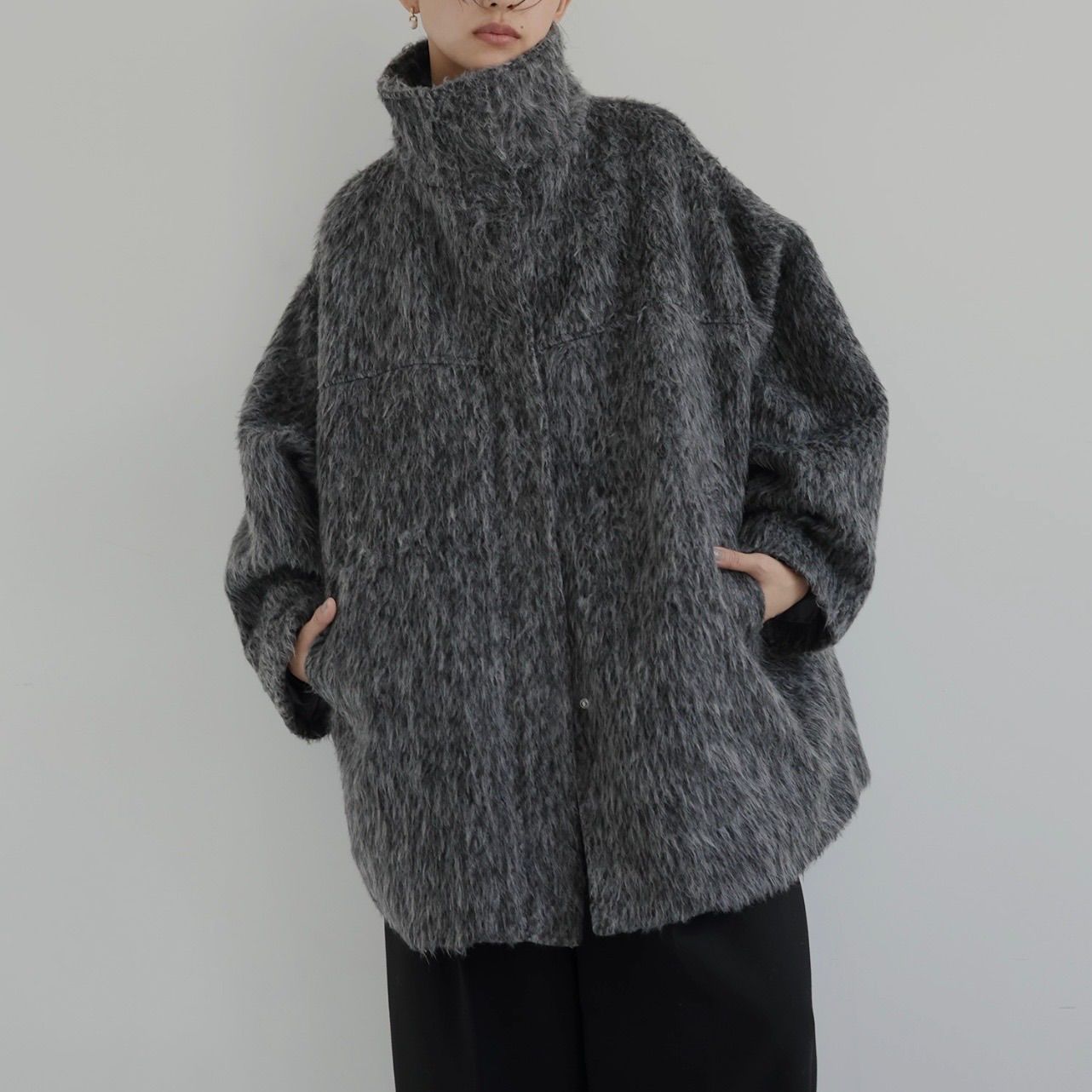 シャギースタンド コート チャコール hellam ヘラム アウター レディース