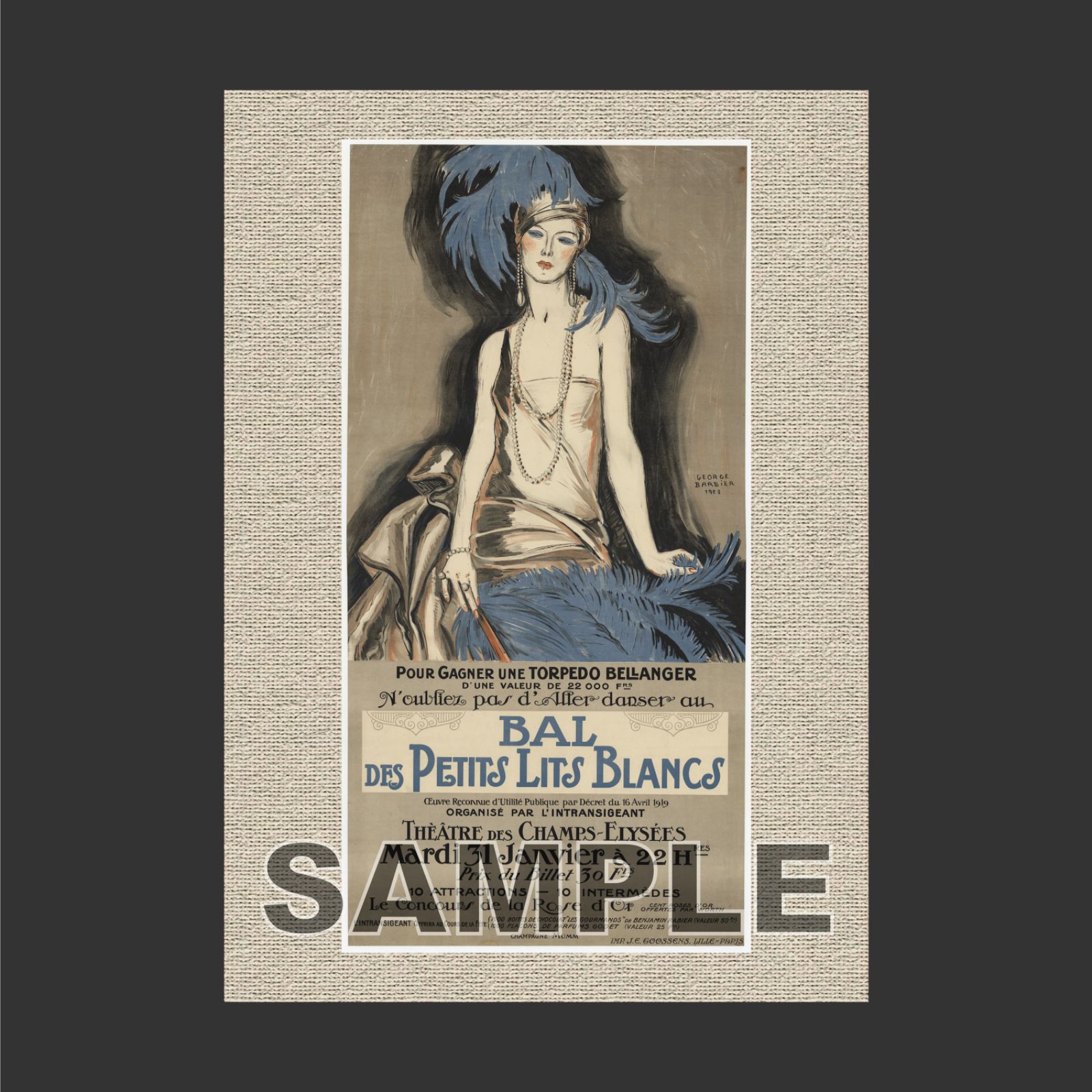 ジョルジュ バルビエ George Barbier Bal des Petits lits blancs アール デコ アートポスター A 2 マット その108 フレーム付 IN