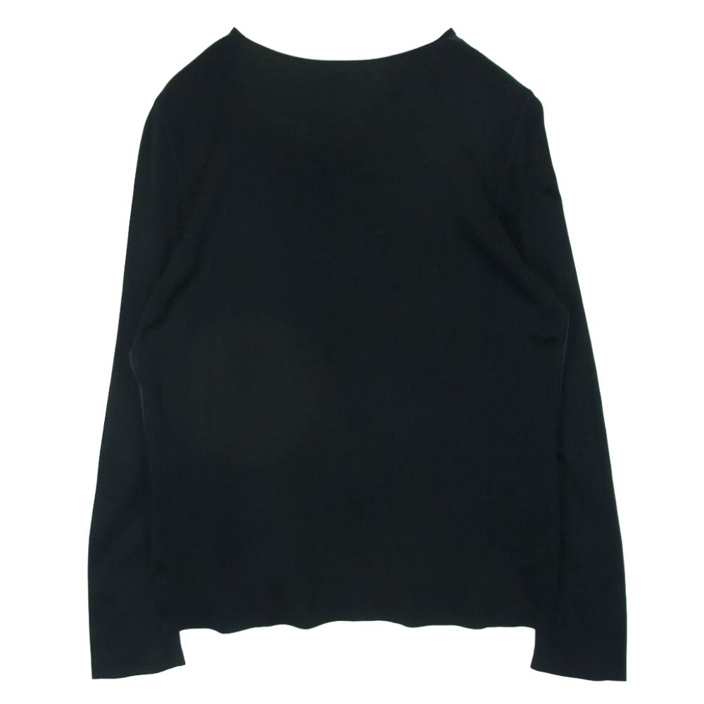 HERMES エルメス シルク フロント切替 ハイゲージ ニット フランス製 ブラック系 ダークグレー系 44