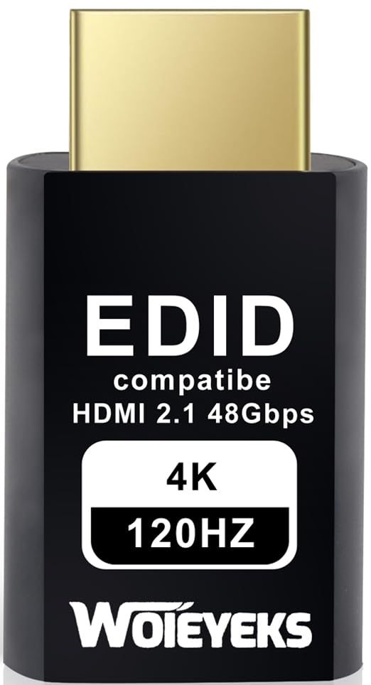 Woieyeks 4K 120Hz HDMI 2.1 ダミープラグ、バーチャルディスプレイエミュレータ、ヘッドレスゴーストディスプレイアダプター、3840x2160@120HZ、1440@120HZ、1080P@120HZ [4K-120Hzエミュレーター。]