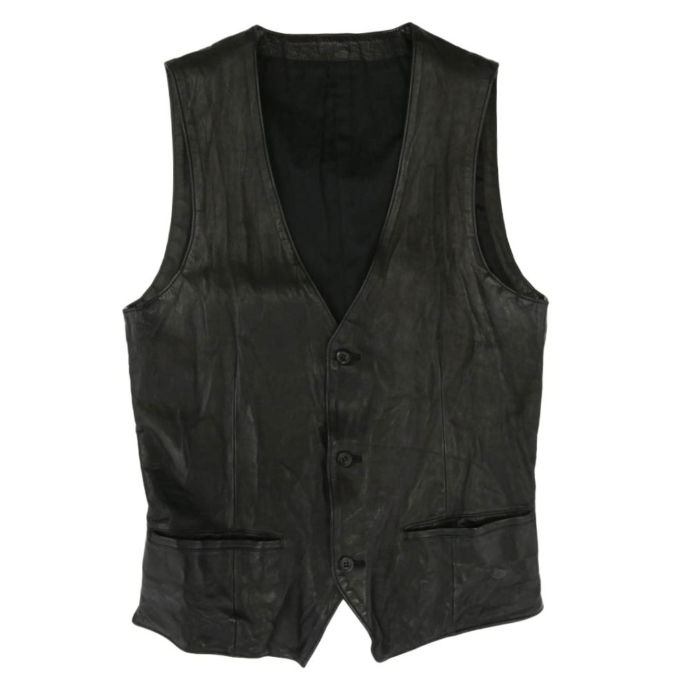 STRUM ストラム STL 001-04 ドメスティックヘビータンドカーフ 製品染め レザー ベスト ブラック系 M