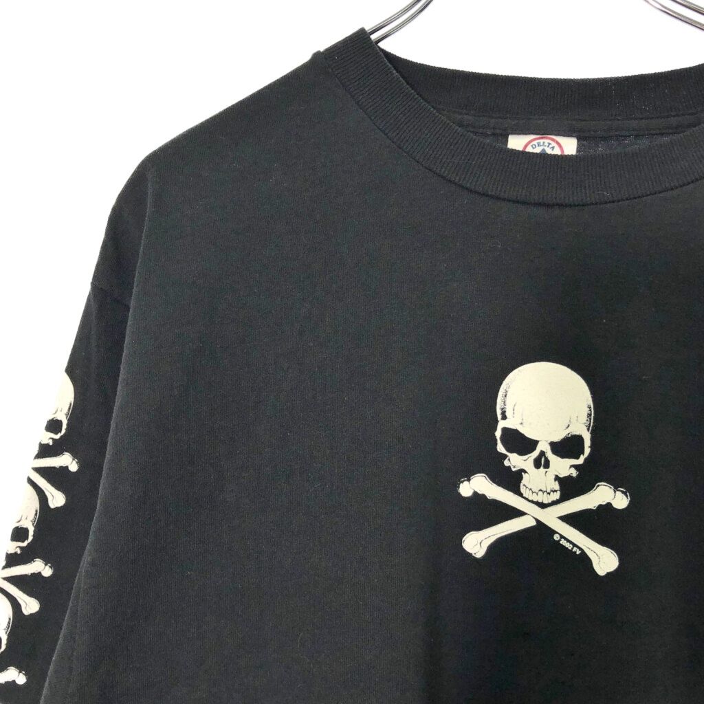 00年代 FASHION VICTIM スカル ガイコツ ドクロ 長袖Tシャツ Y2K