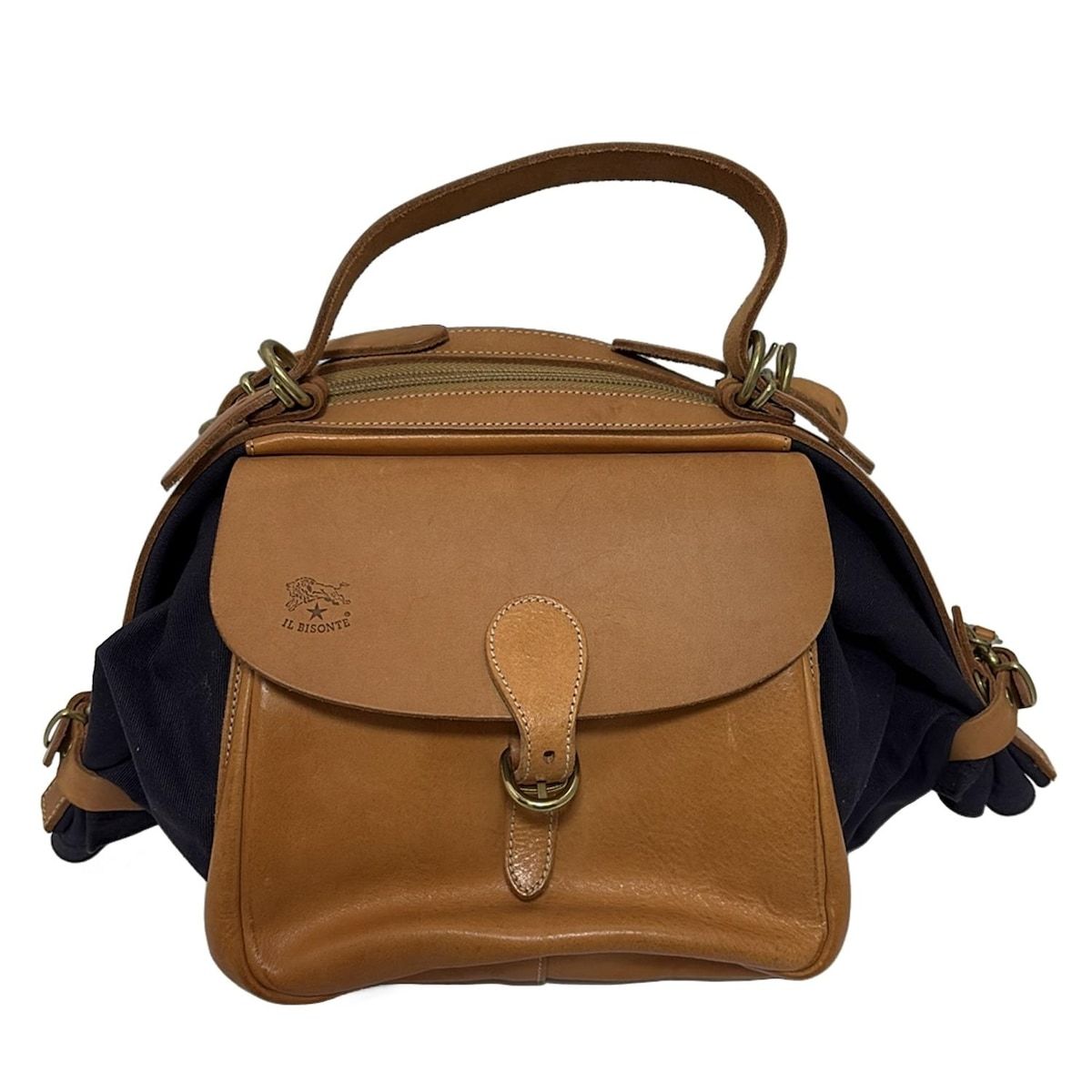 IL BISONTE イルビゾンテ リュックサック - ライトブラウン×ネイビー 2 way レザー