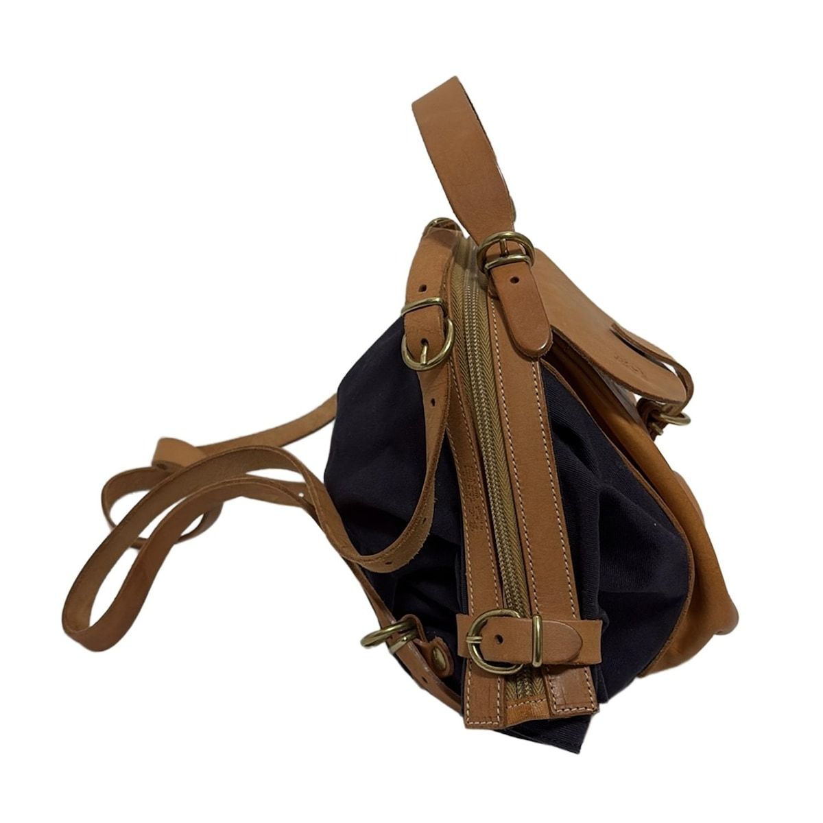 IL BISONTE イルビゾンテ リュックサック - ライトブラウン×ネイビー 2 way レザー