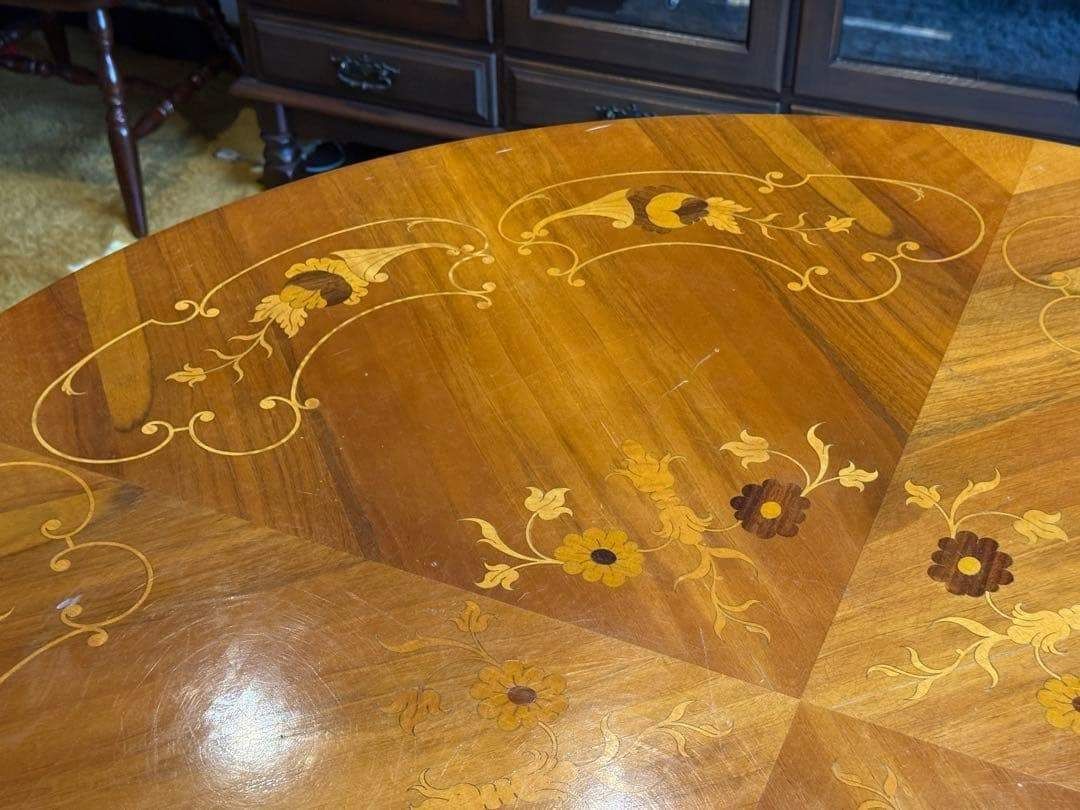 希少 象嵌 丸テーブル センターテーブル ラウンドテーブル クラシック