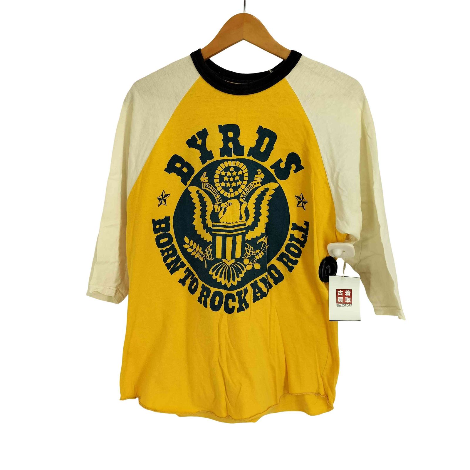 ユーズドフルギ USED古着 BOOTLEGGERS FULL DIPPED BYRDSプリント ラグランスリーブ 七分袖 Tシャツ メンズ JPN：L 