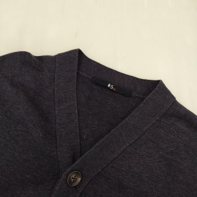 45R 美品 スビン総針カーディガン 3 紺 45R 美品 スビン総針カーディガン 3 紺