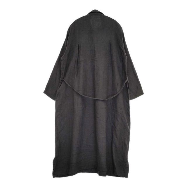 Plantation UCHINO マシュマロガーゼ ストライプ 定価41800円 ベルト付き ワンピース チャコールグレー レディース プランテーション 5-1204 M∞