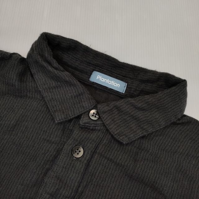  Plantation UCHINO マシュマロガーゼ ストライプ 定価41800円 ベルト付き ワンピース チャコールグレー レディース プランテーション 5-1204 M∞ 長袖 七分袖 その他