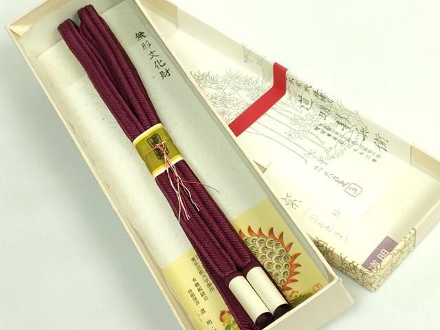 上 有職組紐道明 帯締め 冠組 小豆色 宮内庁御用 国立博物館御用 東京芸術大学御用 kh 6