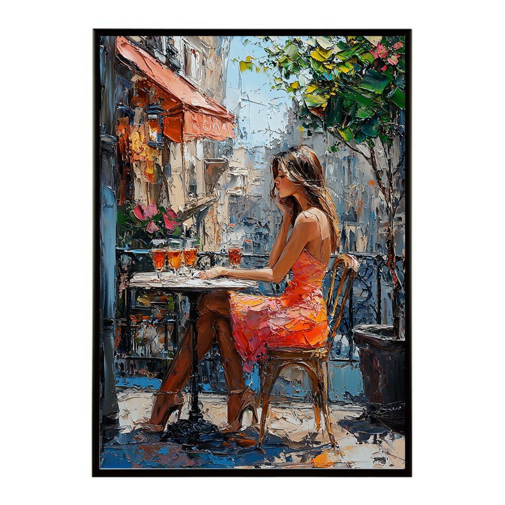 油絵　オシャレ B2サイズ（約51x73cm）】【lm-poster-2856】【フレーム付き】カフェに