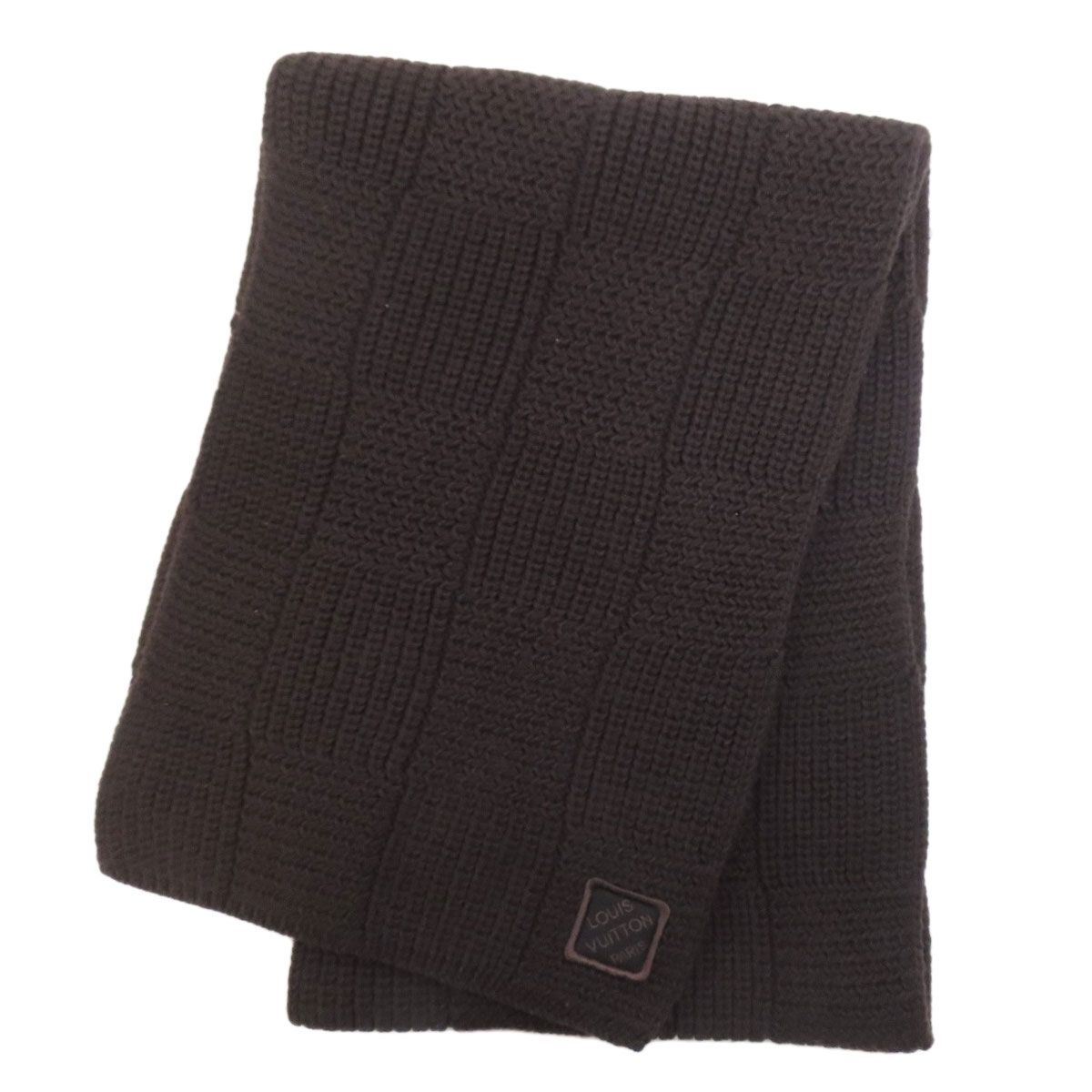 LOUIS VUITTON ルイヴィトン ロゴ ダミエ柄 マフラー ウール レディース
