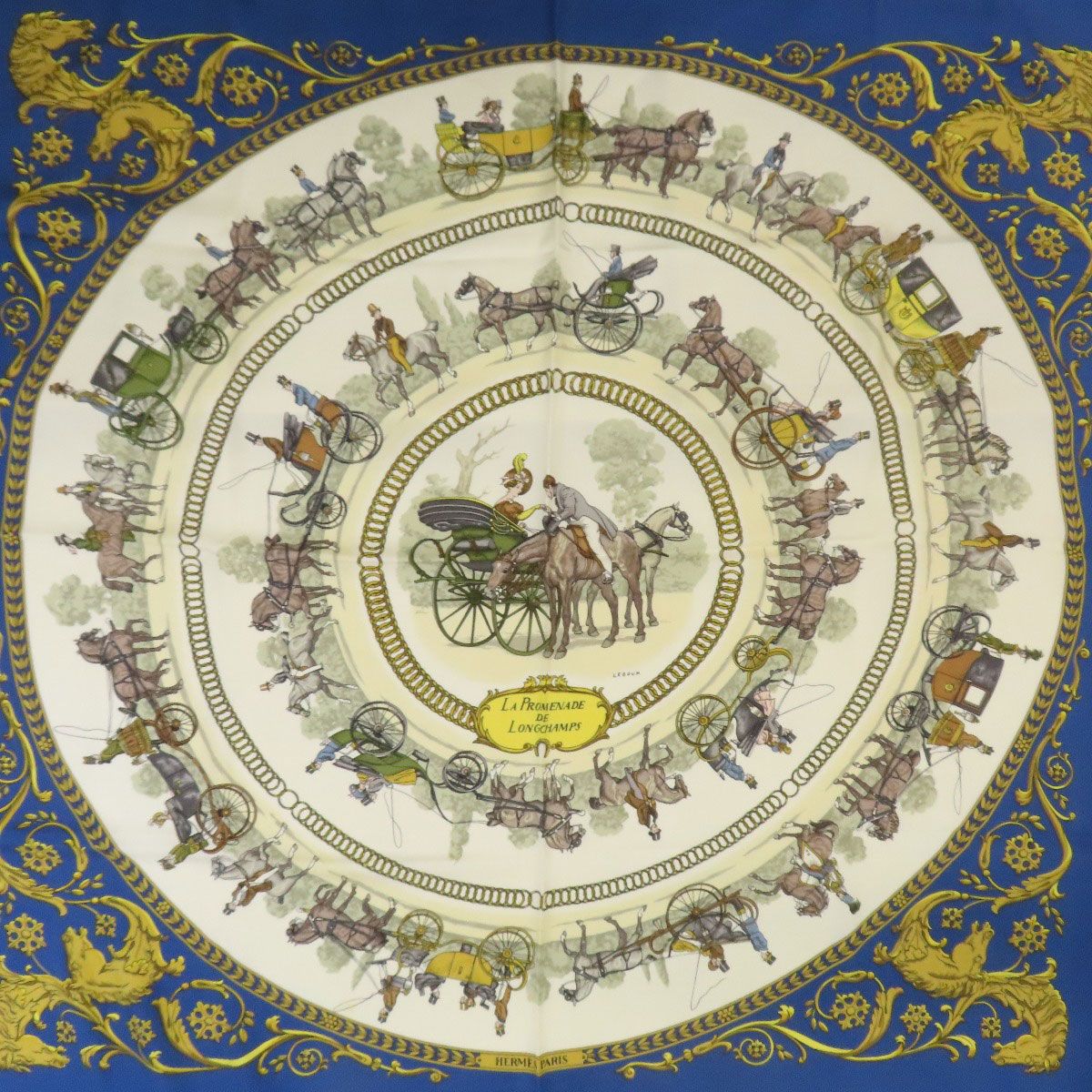 HERMES エルメス カレ90 ロンシャンへの散歩 スカーフ シルク