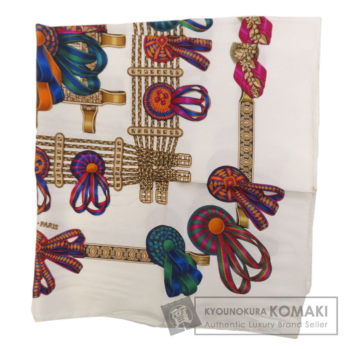 HERMES エルメス カレ90 馬のリボン飾り スカーフ シルク レディース