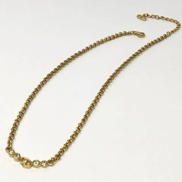 Chiristian Dior ネックレス ゴールドカラー CDロゴ 本物 日本航空機内