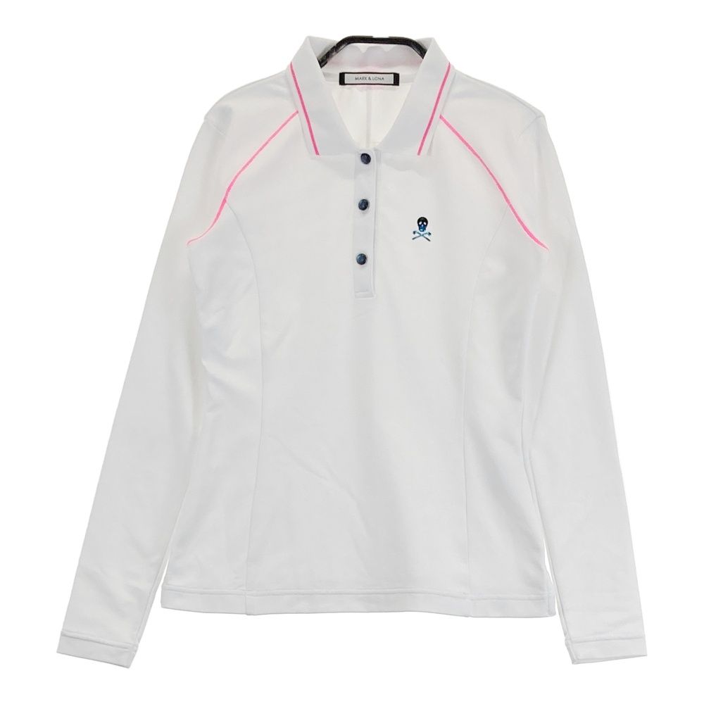 サイズ 36 MARK-LONA マークアンドロナ 長袖ポロシャツ スカル ホワイト系 ゴルフウェア レディース ストスト