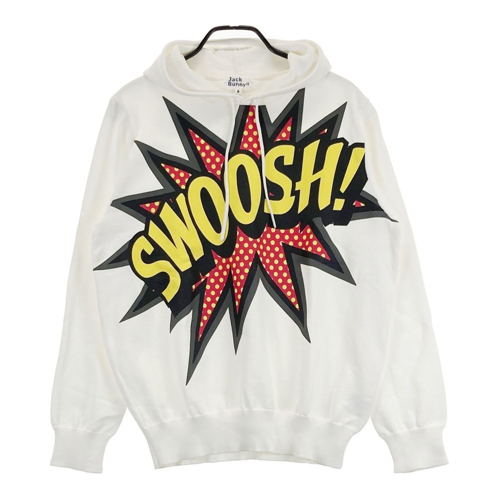 サイズ 6 JACK BUNNY ジャックバニー ニットパーカー ビッグプリント ホワイト系 ゴルフウェア メンズ ストスト