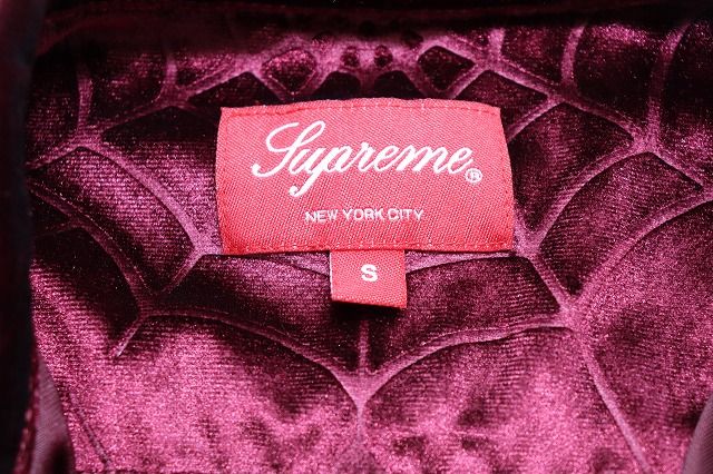 【中古】シュプリーム SUPREME 21AW SPIDER WEB VELVET SS SHIRT BURGUNDY S スパイダー ウェブ ☆AA★251210 シュプリーム SUPREME 21AW SPIDER WEB VELVET SS SHIRT BURGUNDY S