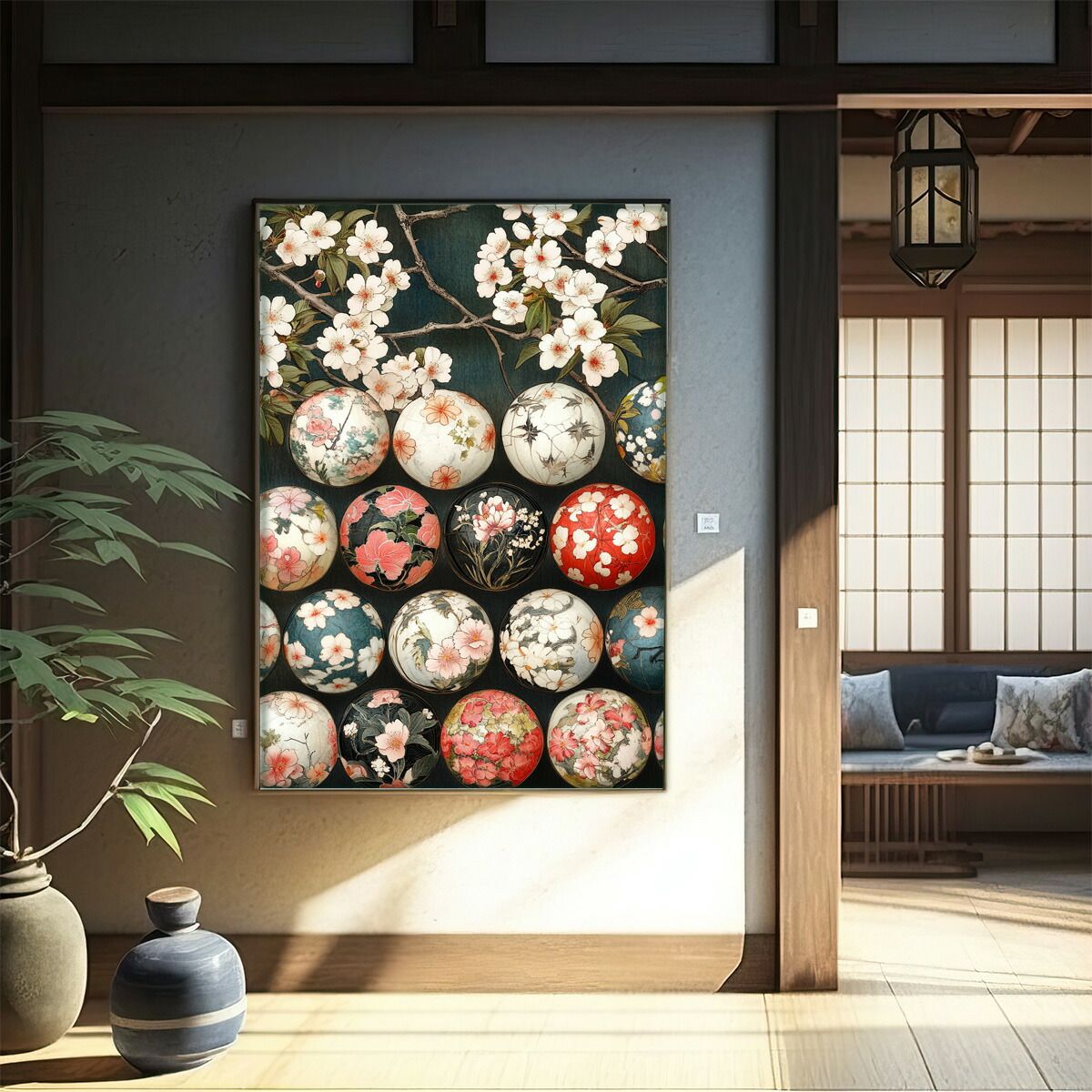 A1サイズ（約59x84cm）lm-poster-2946フレーム付き和柄