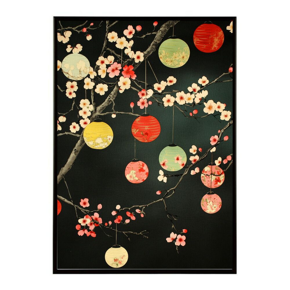 【A2サイズ（約42x59cm）】【lm-poster-2982】【フレーム付き】和柄 千代紙 和風 ジャパン 日本 レトロ 古典 古い ビンテージ ポスター イラスト