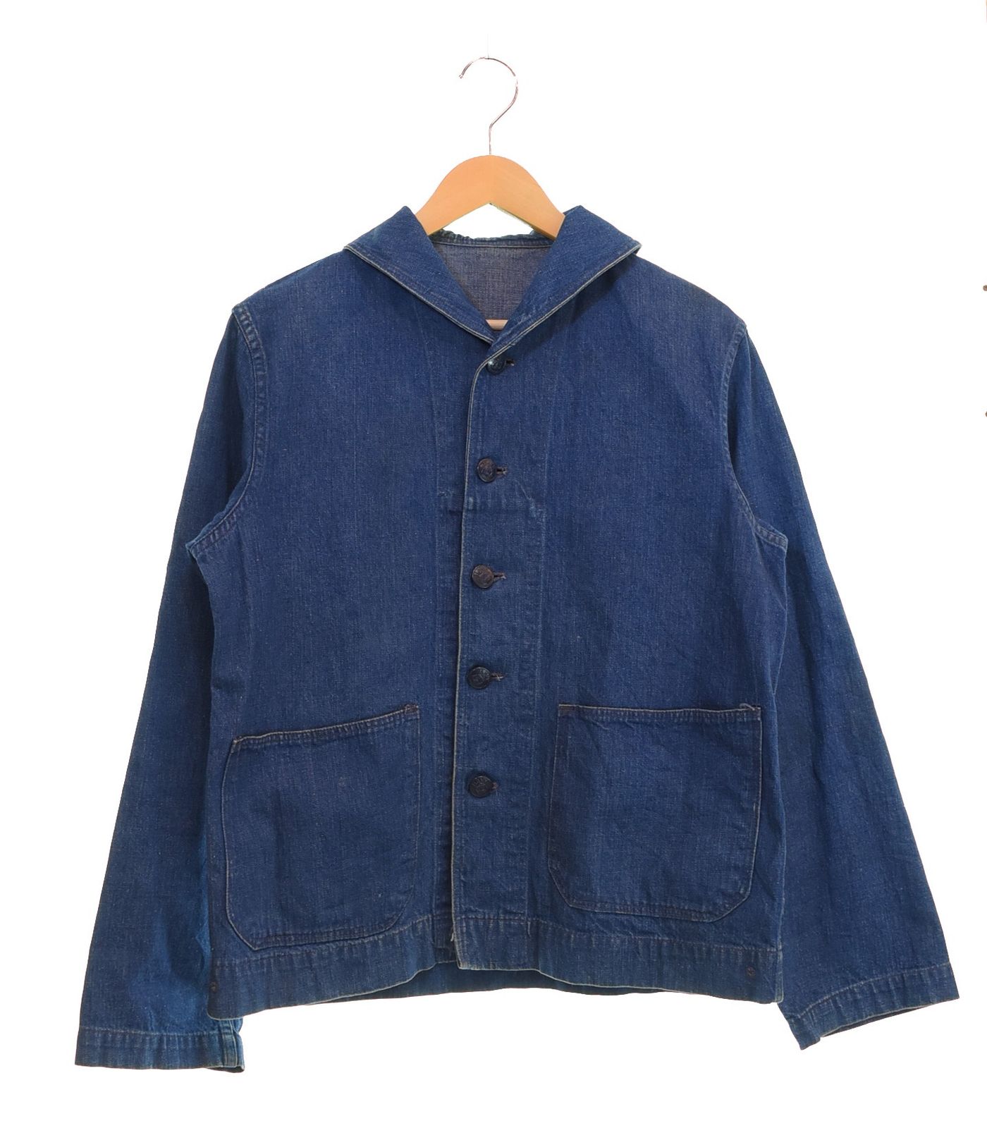 ミリタリー Military 40 s USNAVY ショール デニムカバーオール 濃紺 アメリカ海軍 ヘチマ襟 チェンジボタン ジャケット ネイビー 103 MT 3537