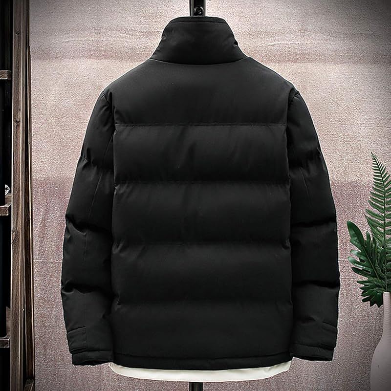  foveitaa 冬服 メンズ 防寒 コート 中綿 ジャケット 厚手 防風 シンプルデザイン 暖かい アウター black M 1 コート ジャケット ファッション